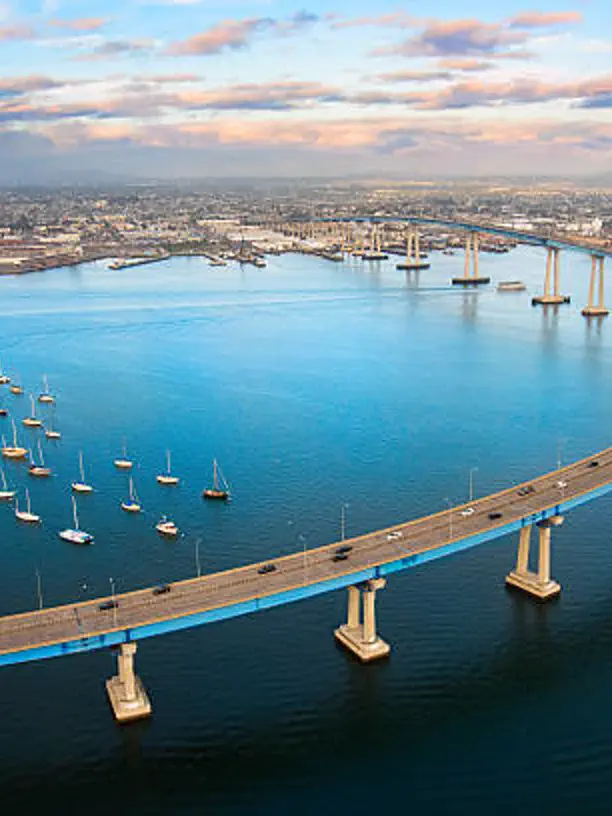 San Diego Coronado Bay Bridge aerial view